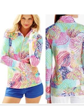 LILLY PULITZER Reagan Jacket Roaring Seas UPF 50+ Full Zip Size M